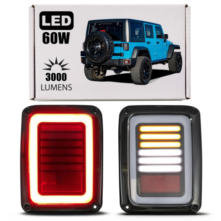 JEEP WRANGLER JK 2007-2018 FANALI POSTERIORI LED MODELLO KNIGHT 60W 3000 LUMEN (Cod. AP-35074_A4x4)