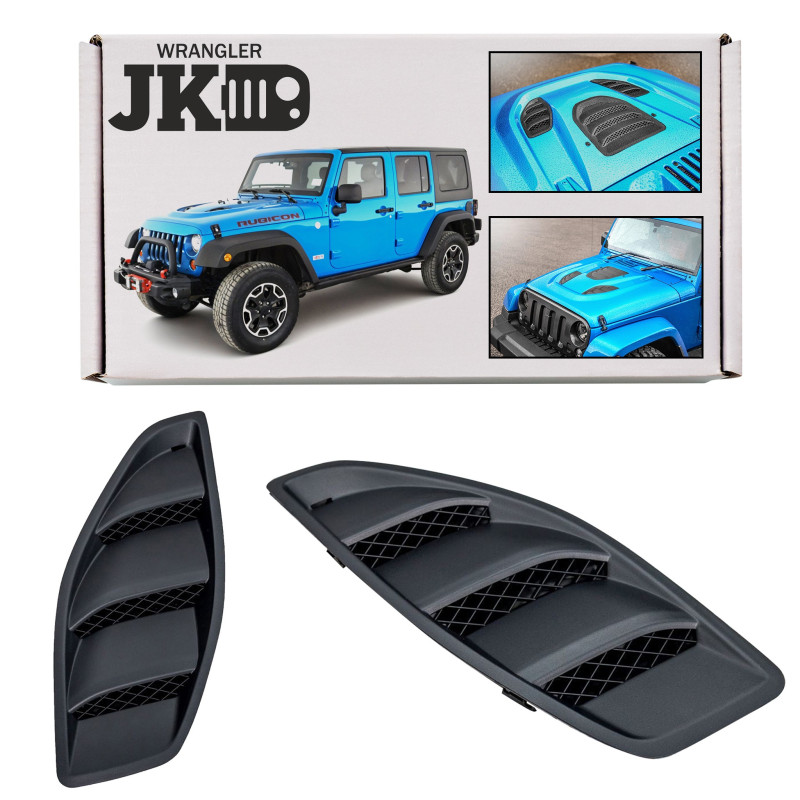 JEEP WRANGLER JK 2007-2018 GRIGLIE PRESE D'ARIA ARIA PER COFANO RUBICON 10TH ANNIVERSARY E TRAILCAT 