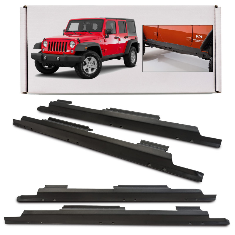 JEEP WRANGLER JK 2007-2018 4 PORTE PANNELLI PROTETTIVO SOTTOPORTA KIT 2 PEZZI (Cod. AP-35543_A4x4)
