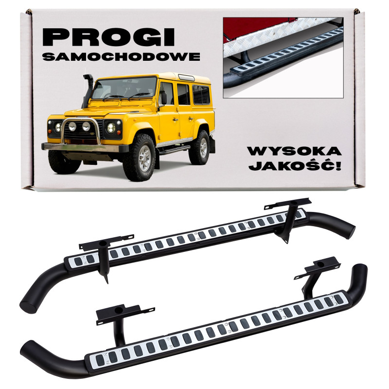 LAND ROVER DEFENDER 110 PEDANE LATERALI SOTTOPORTA TUBI STILE SVX ARGENTO LR008379 (Cod. AP-35656_A4