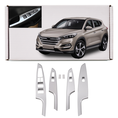 HYUNDAI TUCSON III 2015-2020 DECORATIVE CORNICI INTERRUTTORI FINESTRINI (Cod. AP-36516_A4x4)