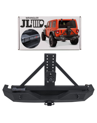 JEEP WRANGLER JL 2018+ 2D 4D PARAURTI POSTERIORE LARGO CON SUPPORTO RUOTA DI SCORTA E CON ADATTATORE