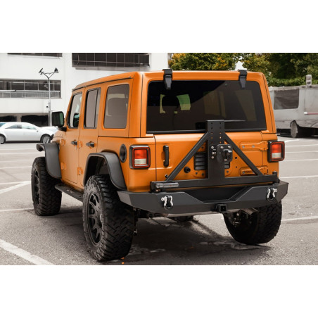 JEEP WRANGLER JL 2018+ 2D 4D PARAURTI POSTERIORE LARGO CON SUPPORTO RUOTA DI SCORTA E CON ADATTATORE