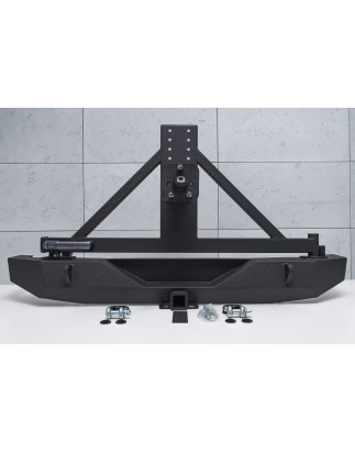 JEEP WRANGLER JL 2018+ 2D 4D PARAURTI POSTERIORE LARGO CON SUPPORTO RUOTA DI SCORTA E CON ADATTATORE
