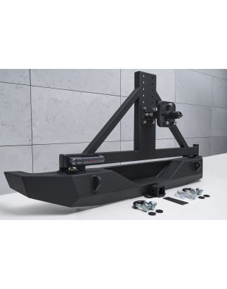 JEEP WRANGLER JL 2018+ 2D 4D PARAURTI POSTERIORE LARGO CON SUPPORTO RUOTA DI SCORTA E CON ADATTATORE