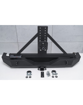JEEP WRANGLER JL 2018+ 2D 4D PARAURTI POSTERIORE LARGO CON SUPPORTO RUOTA DI SCORTA E CON ADATTATORE