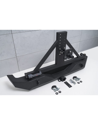 JEEP WRANGLER JL 2018+ 2D 4D PARAURTI POSTERIORE LARGO CON SUPPORTO RUOTA DI SCORTA E CON ADATTATORE