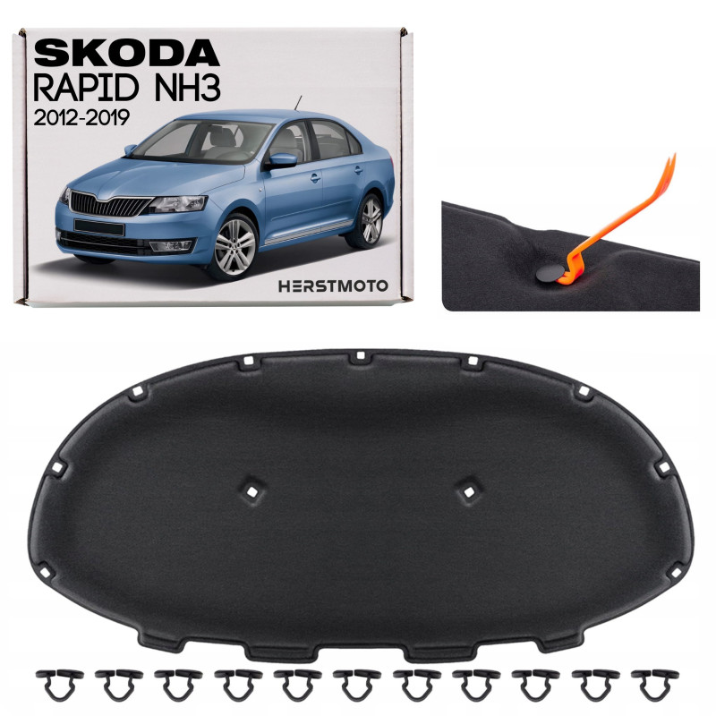 SKODA RAPID E NH3 2012-2019 PANNELLO FONOASSORBENTE COFANO 5JA863831 (Cod. AP-39448_A4x4)