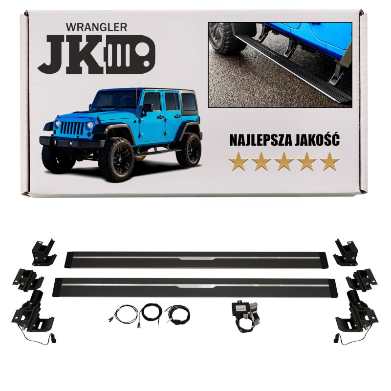 JEEP WRANGLER JK 2007-2018 4D PEDANE LATERALI SOTTOPORTA ELETTRICI (Cod. AP-44071_A4x4)