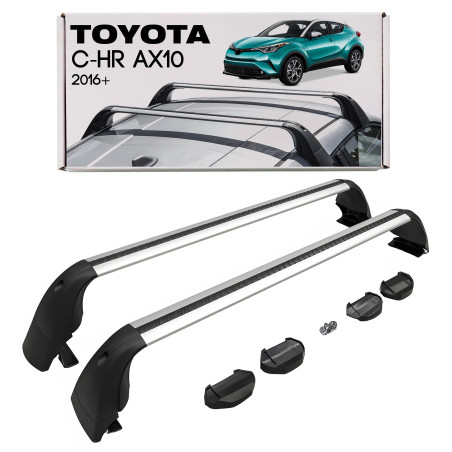 TOYOTA C-HR AX10 2016+ BARRE TRASVERSALI ARGENTO OEM PW30110001 (Cod. AP-44081_A4x4)