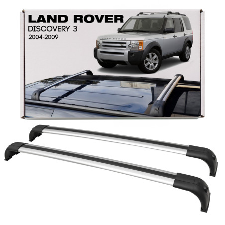 LAND ROVER DISCOVERY 3 L319 2004-2009 BARRE TRASVERSALI PER RAIL TETTO ARGENTO STILE OEM VPLAR0001 (