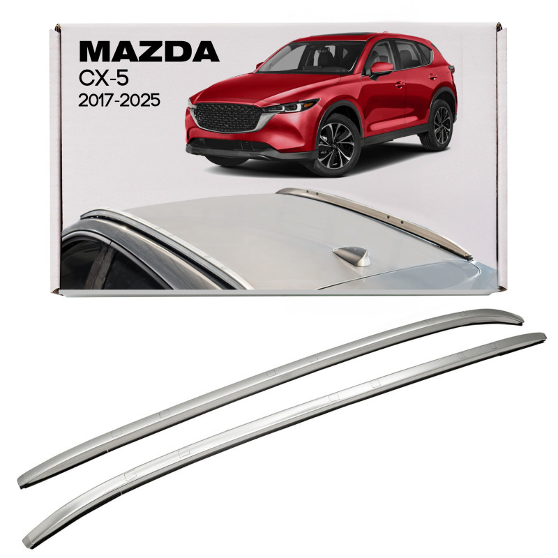 MAZDA CX-5 II KF 2017-2025 BARRE LONGITUDINALI TETTO ARGENTO OEM 00008LR09 (Cod. AP-44092_A4x4)
