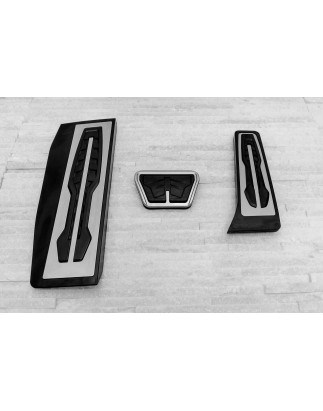 BMW SERIA 1 F20 2011-2019 RIVESTIMENTI PER PEDALI APPLICATI CAMBIO AUTOMATICO (Cod. AP-45104_A4x4)