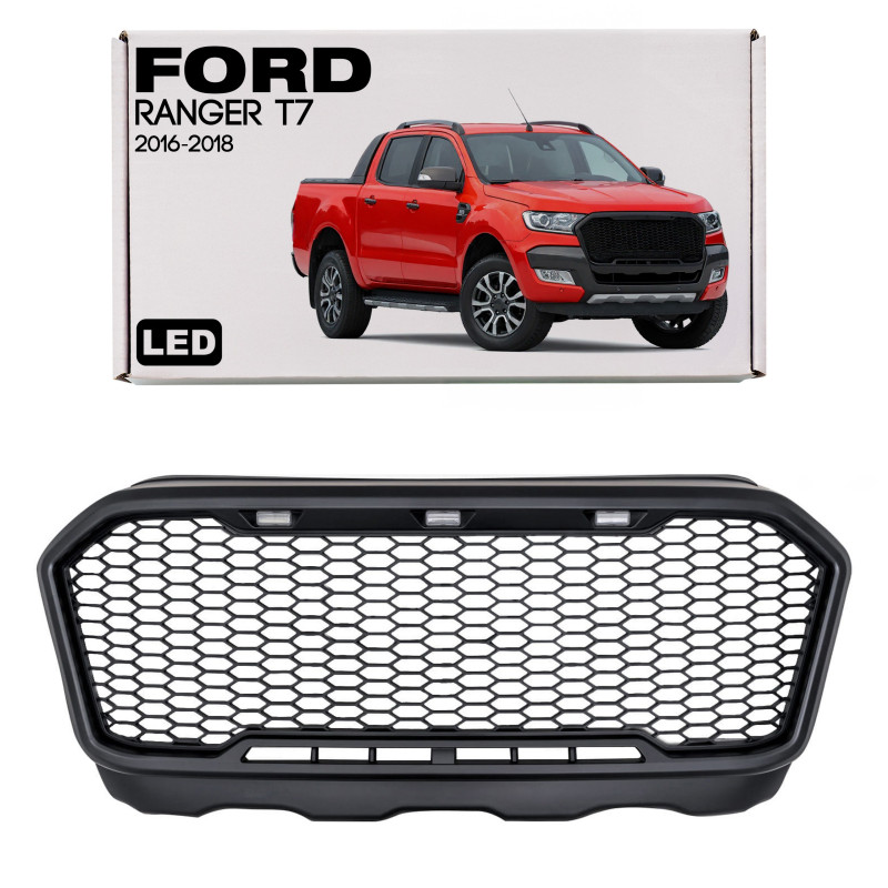 FORD RANGER T7 2016-2018 TUNING MASCHERINA ANTERIORE MASCHERINA RADIATORE CON ILLUMINAZIONE LED (Cod