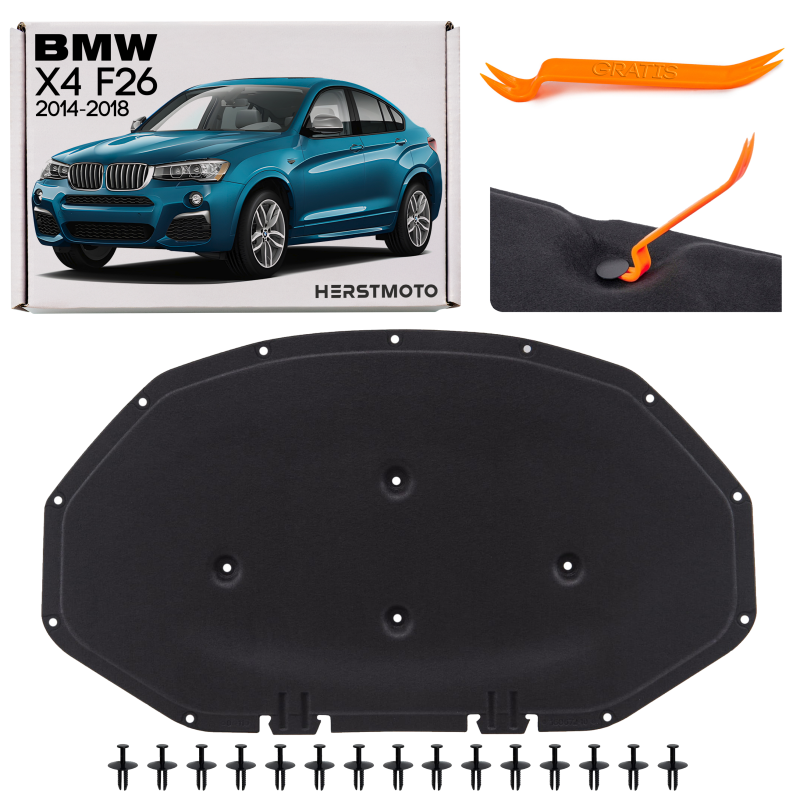BMW X4 F26 2014-2018 PANNELLO FONOASSORBENTE COFANO 51489175051 (Cod. AP-53108_A4x4)
