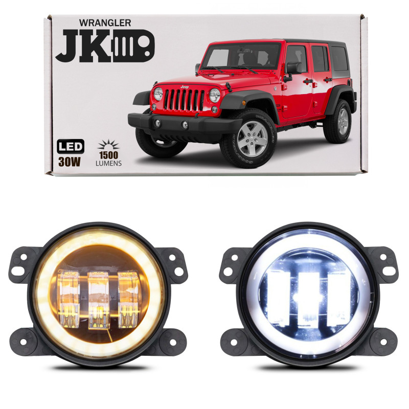 JEEP WRANGLER JK 2007-2018 FARI ANTERIORI FENDINEBBIA 4'' LED 30W 1500 LUMEN (Cod. AP-47855_A4x4)