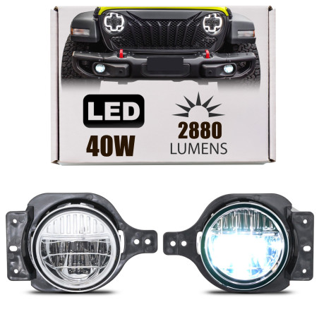 JEEP WRANGLER JL SPORT 2018+ LUCI FENDINEBBIA + DRL LED 4" 40W 2880 LUMEN (Cod. AP-47859_A4x4)