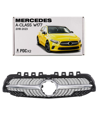 MERCEDES A-CLASS W177 2018-2023 CON TELECAMERA MASCHERINA DIAMOND ARGENTO (Cod. AP-47874_A4x4)