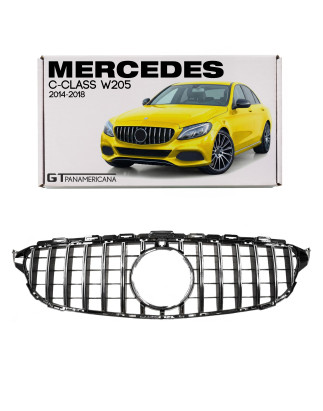 MERCEDES C-CLASS W205 2014-2018 PRE-RESTYLING CON TELECAMERA MASCHERINA GT PANAMERICANA ARGENTO (Cod