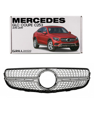 MERCEDES GLC COUPE C253 2015-2019 PRE-RESTYLING MASCHERINA DIAMOND CON TELECAMERA ARGENTO (Cod. AP-4