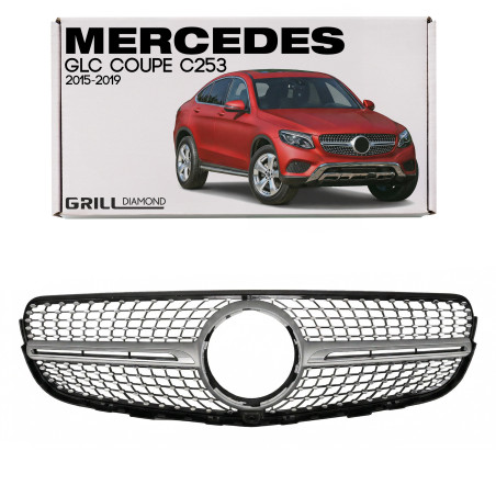 MERCEDES GLC COUPE C253 2015-2019 PRE-RESTYLING MASCHERINA DIAMOND CON TELECAMERA ARGENTO (Cod. AP-4