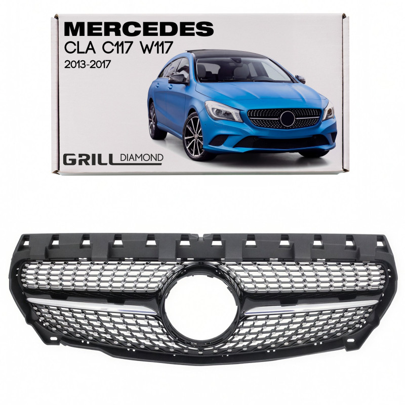 MERCEDES CLA C117 W117 2013-2017 PRE-RESTYLING MASCHERINA DIAMOND NERO (Cod. AP-47879_A4x4)