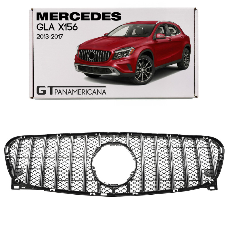 MERCEDES GLA X156 2013-2017 PRE-RESTYLING MASCHERINA GT PANAMERICANA ARGENTO (Cod. AP-47893_A4x4)