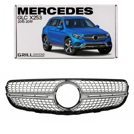 MERCEDES GLC X253 2015-2019 PRE-RESTYLING MASCHERINA DIAMOND ARGENTO (Cod. AP-47895_A4x4)