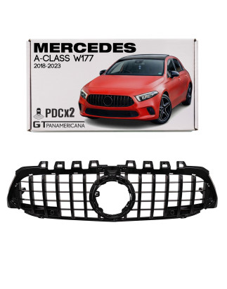 MERCEDES A-CLASS W177 2018-2023 PRE-RESTYLING MASCHERINA GT PANAMERICANA NERO VERSIONE CON PDC E CON