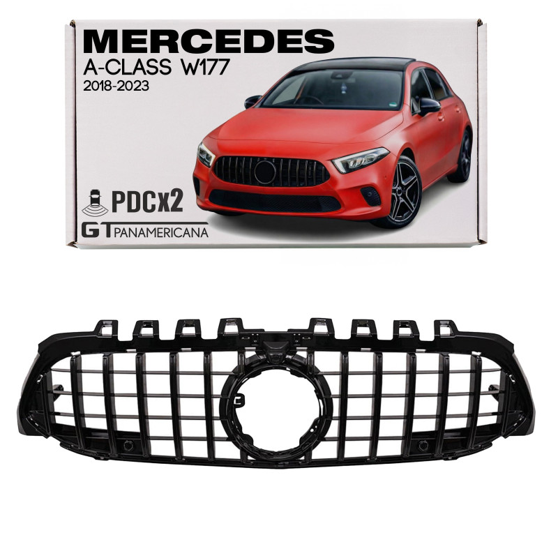 MERCEDES A-CLASS W177 2018-2023 PRE-RESTYLING MASCHERINA GT PANAMERICANA NERO VERSIONE CON PDC E CON