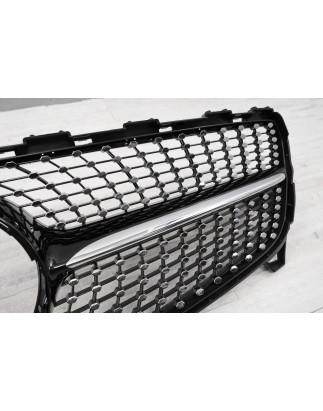 MERCEDES A-CLASS W176 2015-2018 RESTYLING MASCHERINA DIAMOND NERO (Cod. AP-47917_A4x4)