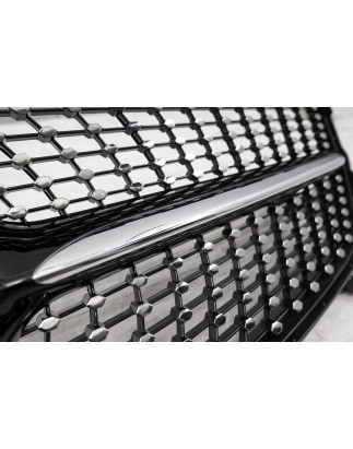 MERCEDES A-CLASS W176 2015-2018 RESTYLING MASCHERINA DIAMOND NERO (Cod. AP-47917_A4x4)