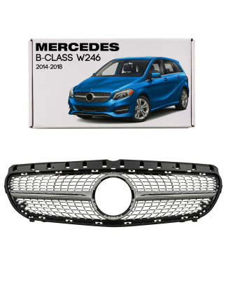 MERCEDES B-CLASS W246 2014-2018 MASCHERINA DIAMOND ARGENTO (Cod. AP-47918_A4x4)