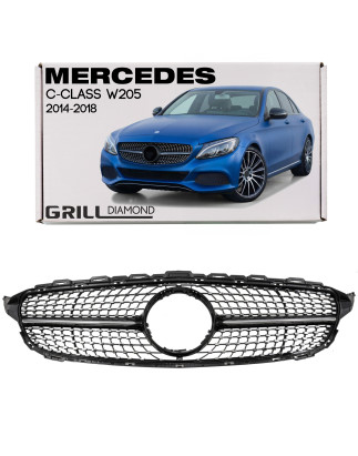 MERCEDES C-CLASS W205 2014-2018 PRE-RESTYLING MASCHERINA DIAMOND NERO (Cod. AP-47920_A4x4)