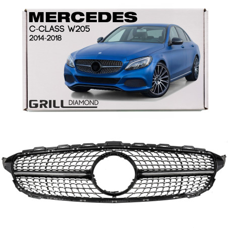 MERCEDES C-CLASS W205 2014-2018 PRE-RESTYLING MASCHERINA DIAMOND NERO (Cod. AP-47920_A4x4)