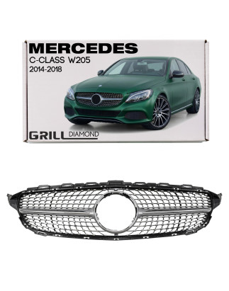 MERCEDES C-CLASS W205 2014-2018 PRE-RESTYLING MASCHERINA DIAMOND ARGENTO (Cod. AP-47921_A4x4)
