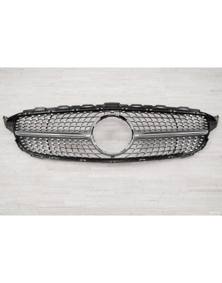 MERCEDES C-CLASS W205 2014-2018 PRE-RESTYLING MASCHERINA DIAMOND ARGENTO (Cod. AP-47921_A4x4)