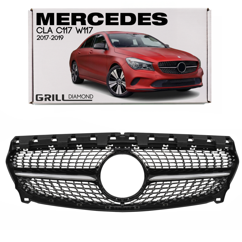MERCEDES CLA C117 W117 2017-2019 RESTYLING MASCHERINA DIAMOND NERO (Cod. AP-47924_A4x4)