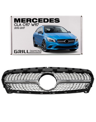MERCEDES CLA C117 W117 2013-2017 PRE-RESTYLING MASCHERINA DIAMOND ARGENTO (Cod. AP-47926_A4x4)