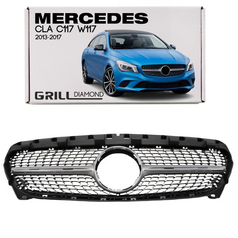 MERCEDES CLA C117 W117 2013-2017 PRE-RESTYLING MASCHERINA DIAMOND ARGENTO (Cod. AP-47926_A4x4)
