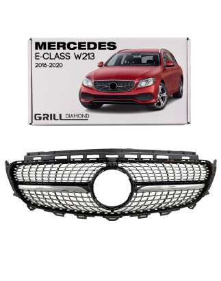 MERCEDES E-CLASS W213 2016-2020 PRE-RESTYLING MASCHERINA DIAMOND NERO CON TELECAMERA (Cod. AP-47928_