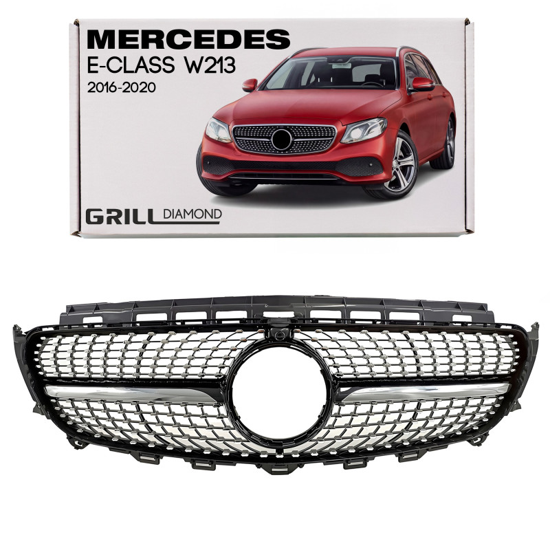 MERCEDES E-CLASS W213 2016-2020 PRE-RESTYLING MASCHERINA DIAMOND NERO CON TELECAMERA (Cod. AP-47928_