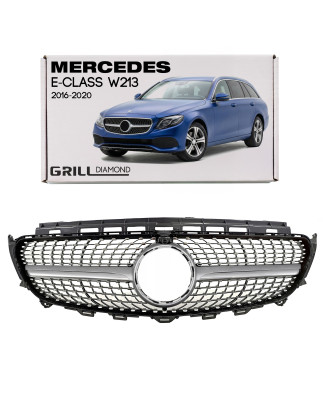 MERCEDES E-CLASS W213 2016-2020 PRE-RESTYLING MASCHERINA DIAMOND ARGENTO CON TELECAMERA (Cod. AP-479