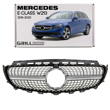 MERCEDES E-CLASS W213 2016-2020 PRE-RESTYLING MASCHERINA DIAMOND ARGENTO CON TELECAMERA (Cod. AP-479