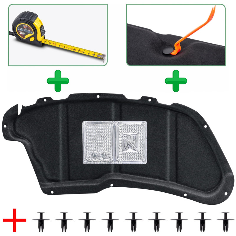 PEUGEOT 206+ 2009-2012 PANNELLO FONOASSORBENTE COFANO CON KIT CLIP 7979K3 (Cod. AP-50269_A4x4)