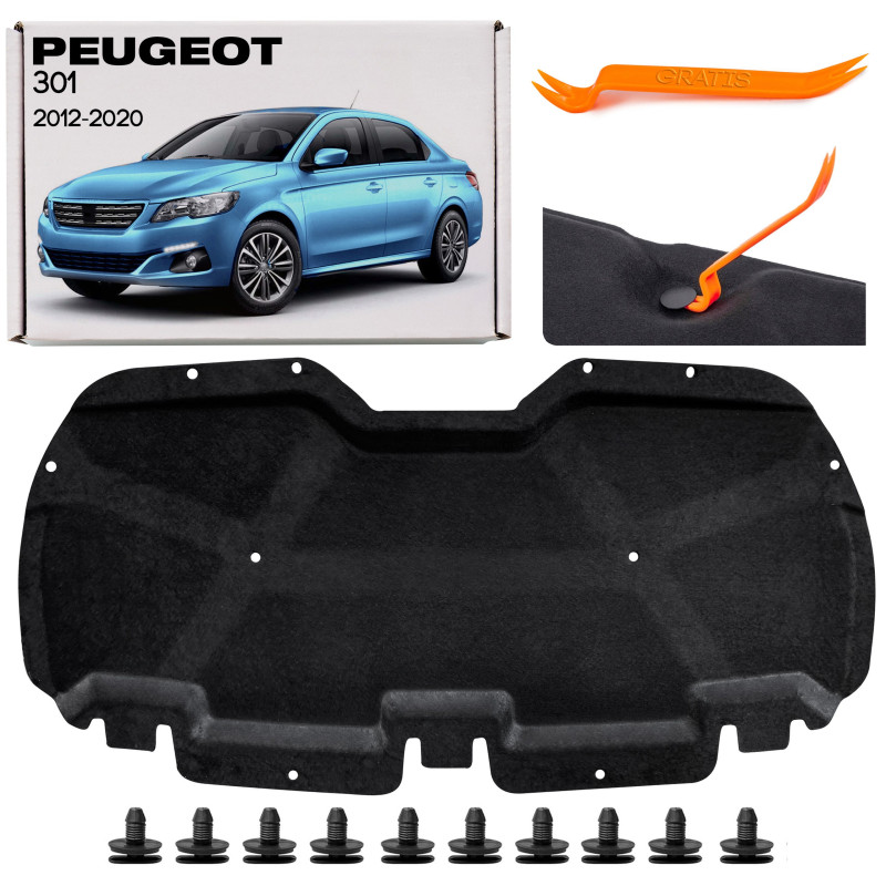 PEUGEOT 301 2012-2020 PANNELLO FONOASSORBENTE COFANO CON KIT CLIP 9805488280 (Cod. AP-50272_A4x4)