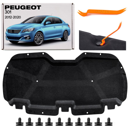 PEUGEOT 301 2012-2020 PANNELLO FONOASSORBENTE COFANO CON KIT CLIP 9805488280 (Cod. AP-50272_A4x4)