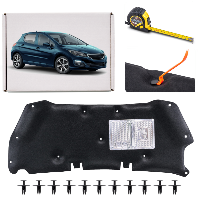 PEUGEOT 308 T9 2013-2017 PANNELLO FONOASSORBENTE COFANO KIT CON CLIP 9819010480 (Cod. AP-50275_A4x4)