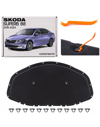 SKODA SUPERB III B8 2015-2024 PANNELLO FONOASSORBENTE COFANO CON KIT CLIP 3V0863831 (Cod. AP-50291_A