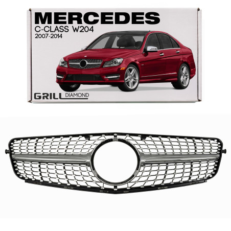 MERCEDES C-CLASS W204 2007-2014 MASCHERINA DIAMOND SILVER (Cod. AP-50663_A4x4)
